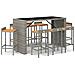 Set Bar Giardino 9pz Grigio Polyrattan E Legno Massello Acacia - Foto miniatura 2