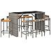 Set Bar Giardino 9pz Grigio Polyrattan E Legno Massello Acacia - Foto miniatura 3