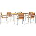 Set da pranzo da giardino  7 pezzi in legno massello di teak, Tavolo da pranzo all'aperto  150x90x75 cm in legno massello di teak - Foto miniatura 3