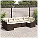 Set di divani da giardino a 7 pezzi con cuscini marrone in polyrattan - Foto miniatura 2