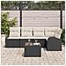 Set Divano da Giardino da 5 Pezzi con Cuscini in Rattan Polipropilene Marrone,  Divano da Giardino a 2 Posti con Ripostiglio e Cuscini in Rattan Polipropilene Nero - Foto miniatura 3
