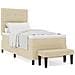 Letto con Box Spring con Materasso & Panchina Crema 80x200 cm Tessuto - Foto miniatura 4