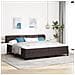 Letto con rete a molle e materasso  Marrone Scuro 200x200 cm Tessuto - Foto miniatura 2