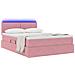Letto con contenitore e LED Rosa 140 x 200 cm Velluto - Foto miniatura 3