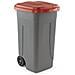 Bidone Carrellato Per Raccolta Differenziata Grigio Lt. 100 Con Coperchio - Rosso - Foto miniatura 1