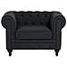 Poltrona Vintage In Tessuto Grigio Scuro Grafite Chesterfield - Foto miniatura 6