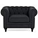 Poltrona Vintage In Tessuto Grigio Scuro Grafite Chesterfield - Foto miniatura 7