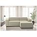 Divano Fisso Patrizia, Divano Componibile A 2 Posti Con Penisola Destra, 100% Made In Italy, Sofà Moderno In Tessuto, Cm 220x170h70, Beige - Foto miniatura 1
