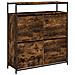 Scarpiera Con 4 Cassetti Ribaltabili Rovere Fumo 100x34x112 Cm - Foto miniatura 2