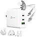 Caricatore da viaggio a 3 porte USB-C GaN da 65 W con spine CA intercambiabili e cavo USB-C - Foto miniatura 1