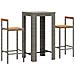 Set Bar Giardino 3pz Grigio Polyrattan E Legno Massello Acacia - Foto miniatura 3