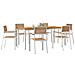 Set da Pranzo da Giardino  7 Pezzi in Legno Massello di Teak, Tavolo da Pranzo Esterno  200x90x74.5 cm in Legno Massello di Teak, Sedie da Giardino Impilabili  2 pz in Legno Massello di Teak e Metallo, Sedie da Giardino Impilabili  4 pz in Legno Massello  - Foto miniatura 3