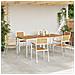 Set da Pranzo da Giardino  7 Pezzi in Legno Massello di Teak, Tavolo da Pranzo Esterno  200x90x74.5 cm in Legno Massello di Teak, Sedie da Giardino Impilabili  2 pz in Legno Massello di Teak e Metallo, Sedie da Giardino Impilabili  4 pz in Legno Massello  - Foto miniatura 4