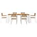 Set da Pranzo da Giardino  7 Pezzi in Legno Massello di Teak, Tavolo da Pranzo Esterno  200x90x74.5 cm in Legno Massello di Teak, Sedie da Giardino Impilabili  2 pz in Legno Massello di Teak e Metallo, Sedie da Giardino Impilabili  4 pz in Legno Massello  - Foto miniatura 7