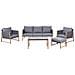 Set Salotto Da Giardino Con Tavolo E Pouf 5 Posti Nola Metallo Grigio - Foto miniatura 2