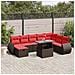Set Divani da Giardino 9 pz con Cuscini Marrone in Polyrattan - Foto miniatura 2
