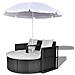Lettino da Giardino con Ombrellone Nero in Polyrattan - Foto miniatura 2