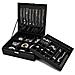 Jewellery Box Organizzatore Per La Collana Orecchini Bracciali Anelli Double Layer Impilabile Rimozione Vassoio Storage Case Monili Del Velluto Con La Collana Ganci Rimovibile Vano Per Le Donne-black - Foto miniatura 1
