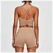 Set Di Leggings E Reggiseno Sportivo Incrociato Beige M - Foto miniatura 5