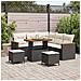 Set Divano Giardino 8 Pezzi con Cuscini Nero Polyrattan Acacia,  Set da Pranzo Giardino 3 Pezzi con Cuscini Nero Polyrattan Acacia - Foto miniatura 2
