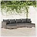 Set Divani da Giardino 6 pz con Cuscini in Polyrattan Grigio - Foto miniatura 2