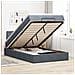 Pouf Letto con Materasso e LED Grigio Scuro 120x190cm Velluto - Foto miniatura 2