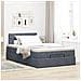 Pouf Letto con Materasso e LED Grigio Scuro 120x190cm Velluto - Foto miniatura 4