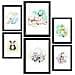 Set Di 6 Stampe Stampa Su Sfondo Bianco Con Temi Di Famiglie Di Animali In Stile Acquerello Pastello Per Design D'interni A3 & A4 Cornice Nera - Foto miniatura 1