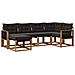 Set di divani da esterno con cuscino 6 pcs Naturale e Nero - Foto miniatura 1