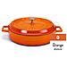 Casseruola Bassa In Ghisa Smaltata Cocotte Completa Di Coperchio Arancio - Diametro Cm 28 - Altezza Cm 6-capacità Lt 3,4 - Foto miniatura 1