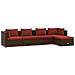 Set Divani Da Giardino 5 Pz Con Cuscini In Polyrattan Marrone - Foto miniatura 1