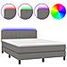 Letto a Molle Materasso e LED Grigio Scuro 140x190cm in Tessuto - Foto miniatura 1