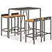 Set Bar Giardino 5pz Grigio Polyrattan e Legno Massello Acacia - Foto miniatura 1