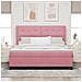 Letto a molle con materasso con led Rosa 180 x 200 cm Velluto - Foto miniatura 4