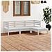 Set Divani Da Giardino 4 Pz Bianco In Massello Di Pino Bianco - Foto miniatura 1