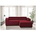 Divano Fisso Patrizia, Divano Componibile A 2 Posti Con Penisola Destra, 100% Made In Italy, Sofà Moderno In Tessuto, Cm 220x170h70, Rosso - Foto miniatura 1