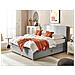 Letto Boxspring Tessuto Grigio Chiaro 160 X 200 Cm Minister - Foto miniatura 1