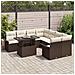 Set Divani Giardino  9 Pezzi con Cuscini Marrone Rattan, Divano Giardino 2 Posti  con Ripostiglio e Cuscini Marrone Rattan - Foto miniatura 3
