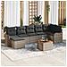 Set Divano da Giardino 8 Pezzi con Cuscini Grigio Polyrattan Acacia, Divano da Giardino 2 Posti con Cuscini Grigio Polyrattan - Foto miniatura 2