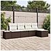 Set Divano da Giardino da 5 Pezzi con Cuscini Marrone Polyrattan - Foto miniatura 2