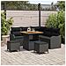 Set divano giardino 8 pezzi con cuscini Nero Polyrattan Acacia, Divano da giardino a 2 posti con cuscini Nero Polyrattan, Set da pranzo per giardino 3 pezzi con cuscini Nero Polyrattan Acacia - Foto miniatura 2