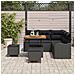 Set divano giardino 8 pezzi con cuscini Nero Polyrattan Acacia, Divano da giardino a 2 posti con cuscini Nero Polyrattan, Set da pranzo per giardino 3 pezzi con cuscini Nero Polyrattan Acacia - Foto miniatura 3