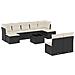 Set Divani da Giardino 10pz con Cuscini in Polyrattan Nero - Foto miniatura 1