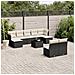 Set Divani da Giardino 10pz con Cuscini in Polyrattan Nero - Foto miniatura 2