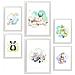Set Di 6 Stampe Stampa Su Sfondo Bianco Con Temi Di Famiglie Di Animali In Stile Acquerello Pastello Per Design D'interni A3 & A4 Cornice Bianca - Foto miniatura 1