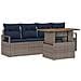Set Divano da Giardino con cuscino 5 pcs grigio e blu navy - Foto miniatura 1