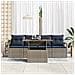Set Divano da Giardino con cuscino 5 pcs grigio e blu navy - Foto miniatura 3