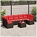 Set Divano da Giardino 8 pcs Beige e Rosso polyrattan - Foto miniatura 2