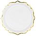 Partydeco - 6 Piattini In Cartone Bianchi Con Bordino Oro 18 Cm - Foto miniatura 1