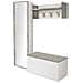 Mobile Da Ingresso Mirtilla, Entratina Moderna Con Appendiabiti, Mobile Con Scarpiera, Armadietto Con Specchio, Cm 50x32h182, Bianco E Cemento - Foto miniatura 2